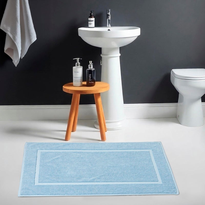 HILLFAIR 900 GSM-Hotel-Spa Tub-Shower Bath Floor Towels - (2 Pack, Sea Green, 21 Inch by 34 Inch) - 100% Cotton Floor Towels Machine Washable Cotton Terry Bath mat Rugs - 2 Piece Towel Set - Image 4